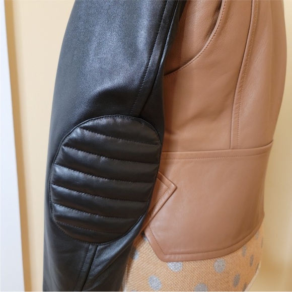 🤩🔥 ALEXANDER WANG Two-Tone Lambskin Biker Jacket | Size M 🖤🤎 - Picture 5 of 7